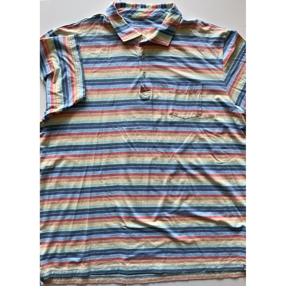 Peter Millar Multicolor‎ Rainbow Stripe Polo Shirt - XXL - Cotton/Spandex